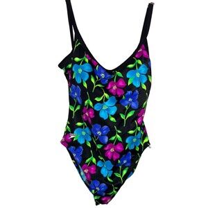 Speedo Women’s Vintage One Piece Floral Swimsuit size 8 Built In Cups